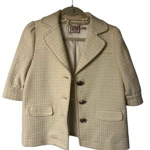 Juicy Couture gold and cream jacquard short sleeve blazer size 10